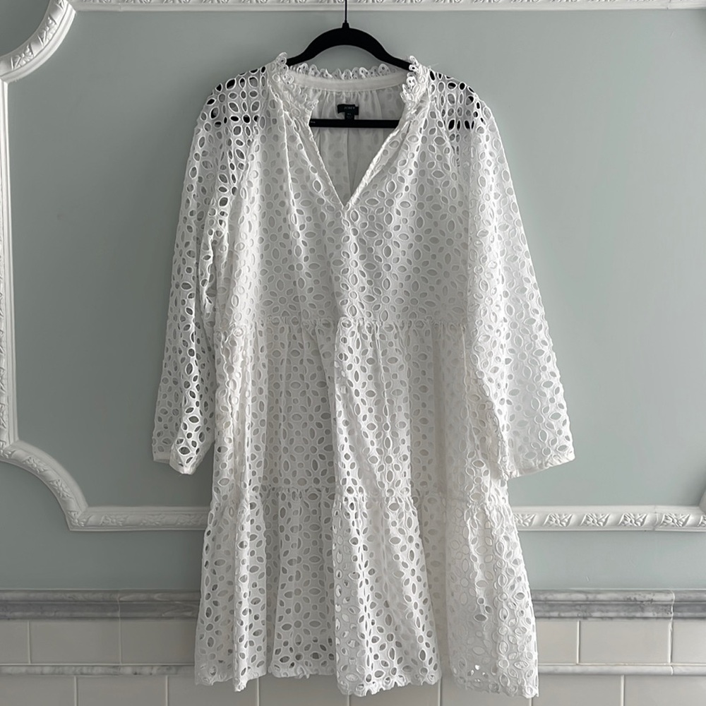 J Crew White eyelet dress XL